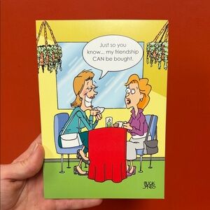 Funny Friendship Greeting Card with Cartoon Design